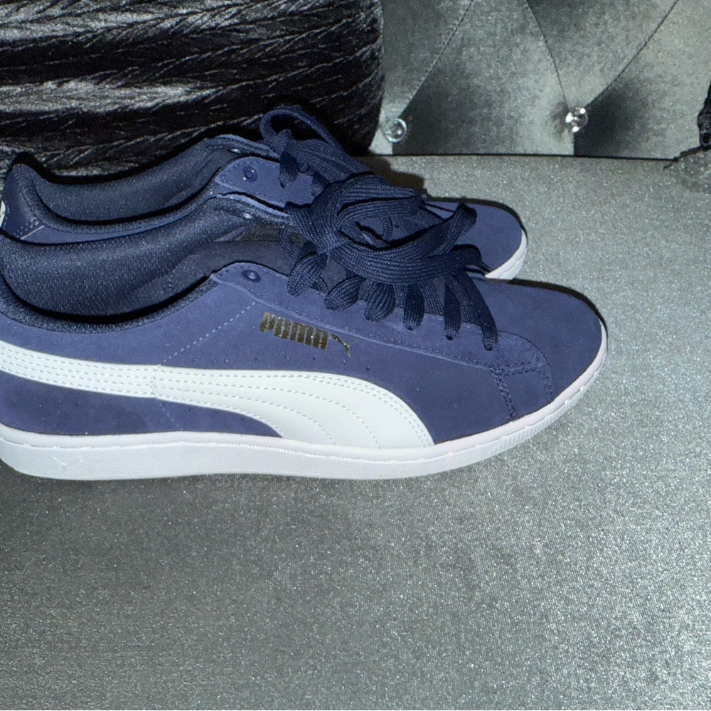 Puma Women's Navy and White Sneakers